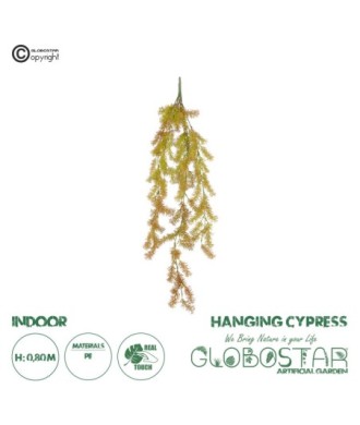 GloboStar® Artificial Garden HANGING CYPRESS 20820 Τεχνητό Διακοσμητικό Κρεμαστό Φυτό Κυπαρίσσι Μ25 x Π15 x Υ80cm